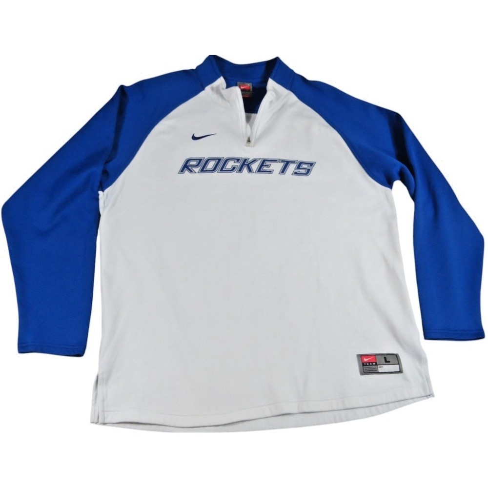 Nike Houston Rockets NBA 1/4 Zip Pullover Men L White Blue Shooting Shirt Jacket